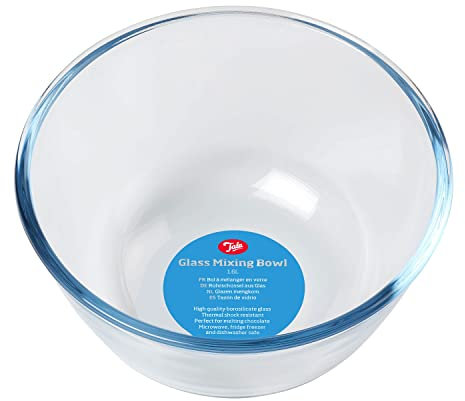 Tala Borosilicate 1.6L Glass Mixing Bowl, Perfect for Everyday Baking, Food Prep, Melting Chocolate, Withstands Temperatures up to 240ËšC, Fridge, Freezer and Dishwasher Safe