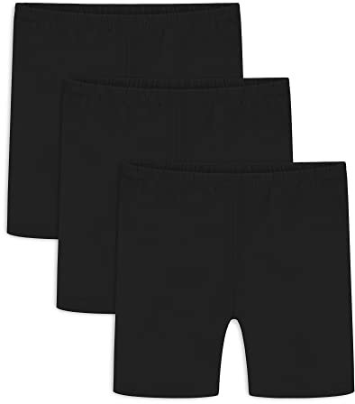 Auranso 3 Paar Radlerhose Kinder Kurze Hose Mädchen Baumwolle Shorts Sporthose Leggings 128 134 140 146 152 158 164 9-10 Jahre Schwarz