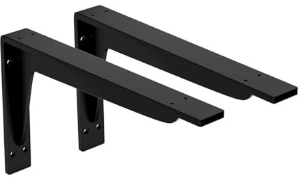 Onpira® 2x Schwerlast Regalhalter Winkelträger Metall 10 Größen & 2 Farben wählbar – 4mm Materialstärke – bis 200kg belastbar – Wandhalterung Regalwinkel Stahlträger Regal Konsole (Schwarz, 340x145mm)