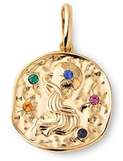 SINGULARU - Charm Organic Colors Zodiaque. Pendentif en laiton avec finition plaqué or 18 kt. Combinable avec collier. Bijoux pour femme. Verseau