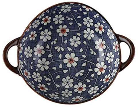 Desikixudy Scodella da Zuppa A Doppio Manico per Uso Domestico In Ceramica, Scodella da Ramen In Ceramica per Uso Domestico A Forma Irregolare, B