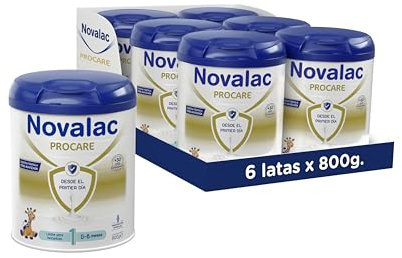 Novalac Procare 1 Leche de Inicio para lactantes 0-6 Meses. Contribuye al Desarrollo Normal y del sistema inmunitario del Bebé. Fórmula Elaborada con Pediatras, 6 x 800 g