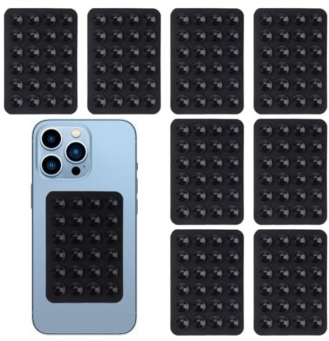 Duluok 8 Piezas Funda para Teléfono con Ventosa, Soporte Cuadrado Adhesivo de Silicona con Ventosa, Soporte para Teléfono con Espejo Autoadhesivo Manos Libres