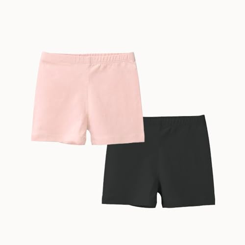 Silkglory Modal Algodón Pantalones Ciclismo Cortos Niñas, Verano Algodón Deportivos para Niñas para Baile y Corree, 2 Packs,7-9 Años,Negro/Rosa