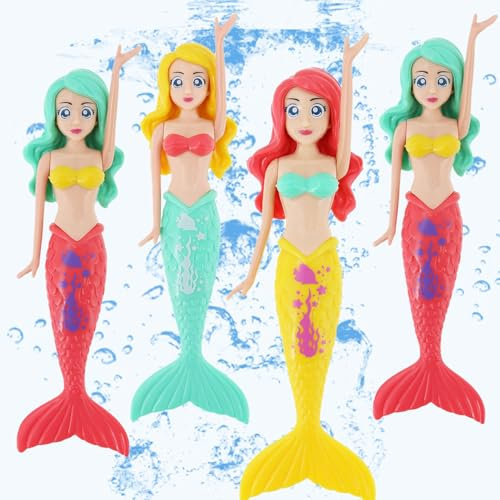 Pool Diving Toys for Kids,Pool Diving Torpedoes Swimming Diving Games Toys for Children's Boys Girls Gifts (4Pcs Diving Mermaid)