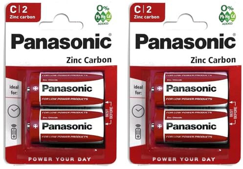 PANASONIC Confezione da 2 blister da 2 batterie Red Zinco-Carbon C R14-1,5 V