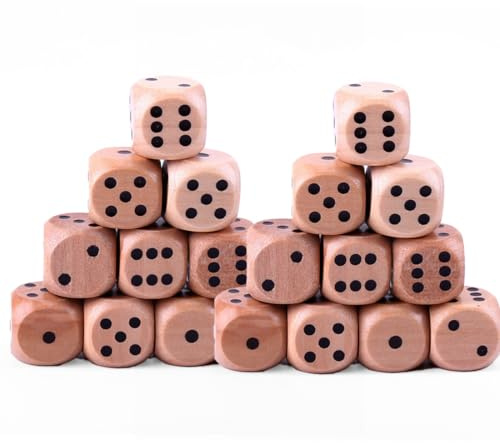 Set med 20 Spel 6 Ansiktsmuttrar Trädgårdstärningar Utomhusspel för att spela, tärning tärningar 20 mm