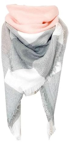 EOAMGO Schals & Tücher für Damen, Schal Damen, Schals für Damen, Halstuch Damen, Dreieckstuch Damen, Herbst- und Winterschal, karierter Schal, Schal aus Wollimitat (Rosa)