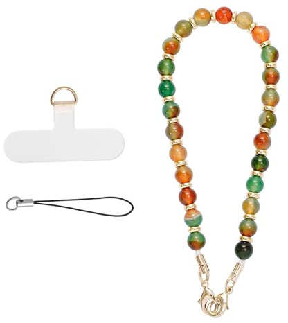 MORSUNBELA Bracelet Telephone Chain Mobile Phone Chain, Telephone Pendant Beads, Phones Wrist Strap, Bracelet Strap Lanyard for Phones Keys Bags - Green