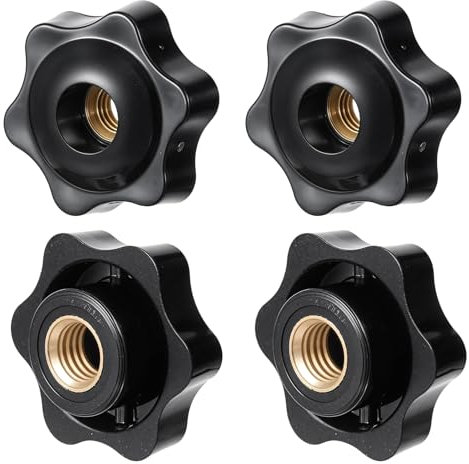 4 Stück Sterngriffmutter M8, Stern Muttern, Schwarz Sternform Kopf Klemmmutter, Rändelschraube mit Innengewinde