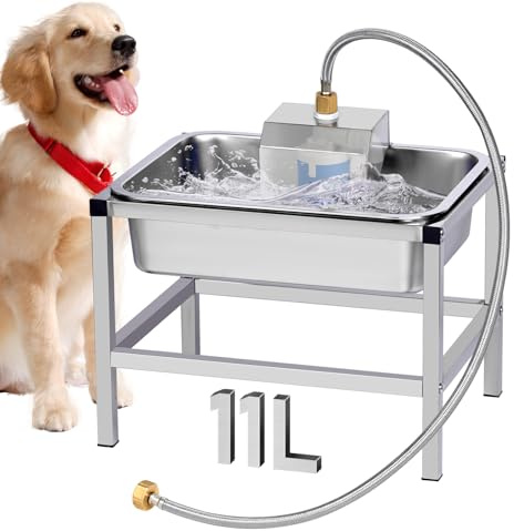Abbeveratoio Automatico per Cani di Grossa Taglia, Ciotola per Cani Rialzata con Supporto, Abbeveratoio per Animali Domestici in Acciaio Inox da 11 L con Valvola a Galleggiante per Bestiame e Capre