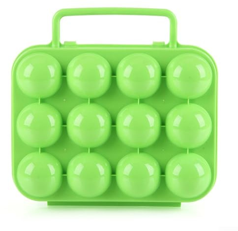 Jonikuper Porte-œufs portable en plastique à 12 cavités, boîte de rangement empilable pour réfrigérateur, camping, pique-nique, utilisation en extérieur, bleu (vert)