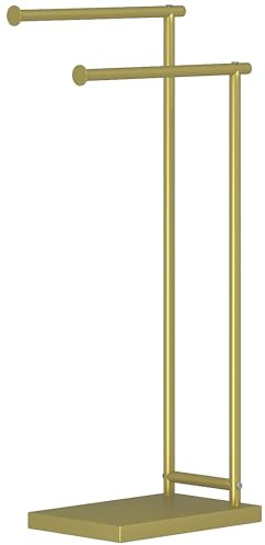 HOMCOM Toallero de Pie de 2 Niveles, Toallero Escalera de Baño con 2 Barras y Marco Metálico, Estilo Moderno, en Forma de L, 35,5x20x78 cm, Dorado