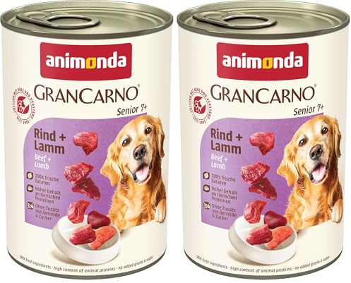 Nourriture pour Chien GranCarno Senior d’animonda, Nourriture Humide pour Chien de Plus 7 Ans, bœuf + Agneau, 6 x 400 g (Lot de 2)