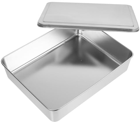 Tofficu Teglia per Dolci in Acciaio Inossidabile con Coperchio, Placca da Forno Rettangolare Grande Capacità per Cucine Domestiche