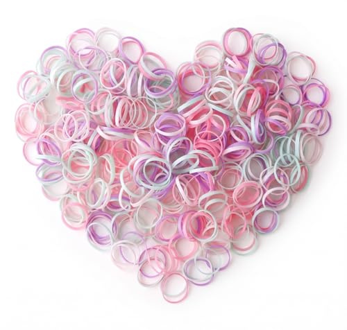 500PCS Violet-coloured Plastic Elastic Bands. Girls Mini Elastic Hair Ties. Braids and Ponytails Stay in Place. Gentle on Hair. Strong and Durable.