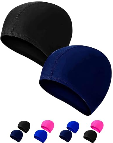2 Pack Fabric Swimming Caps for Kids, Girls, Boys, Teenagers (4-12 years) – Comfortable Stretch Cloth Swim Caps for Long Hair, Soft Lightweight Pool Swim Hats