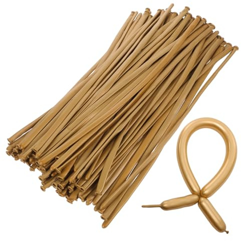 BRIGHTFUFU 100 Palloncini Modellabili in Lattice Oro, Resistenti e Non Facili da Scoppiare, per Decorazioni di Compleanni, Feste e Modellazione di Animali