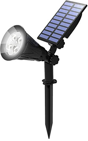 T-SUN LED Solar Spotlights, Super Bright 250LM Outdoor Security Garden Landscape Lamps, Daylight 6000K, Auto-on at Night/Auto-Off by Day,180°Angle Adjustable for Patio,Tree,Deck,Wall, Pool Area
