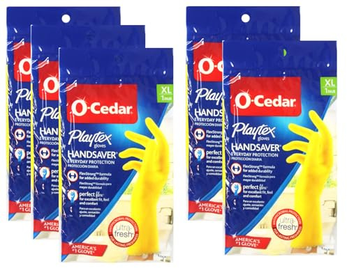 PLAYTEX HandSaver Reuseable Rubber Cleaning Gloves (X-Large, 5 Pairs), Everyday Protection Reusable Household Gloves