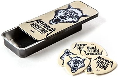 JIM DUNLOP Plektrum Ultex Hetfields vit fångst, 1 mm metalllåda med 6 stycken, vit
