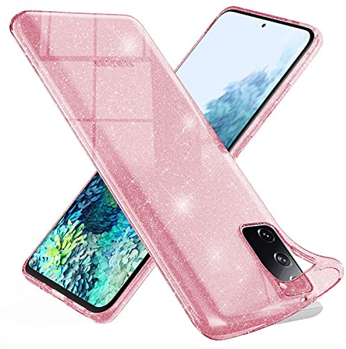 NALIA Glitzerhülle für Samsung Galaxy S20 FE - Funkelndes Silikon Case - DAZZLIN (Transparent & Stoßfest) - Marke aus Berlin, Farbe:Pink