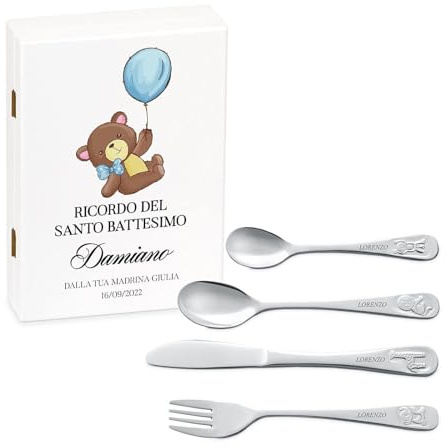 Maverton Set di 4 posate per bambini con incisione