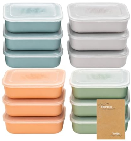 Codil Juego de Recipientes de Plásticos para Alimentos, Tapers Rectangular Reutilizables con Tapa para Comida Sin BPA, Apto para Microondas Lavavajillas y Congelador (12 x 0.8L)
