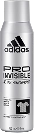 adidas Pro Invisible Anti-Transpirant Deo Spray für ihn, 48 Stunden Trockenschutz und langanhaltende Frische, 150 ml