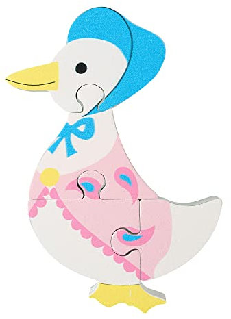 Jemima Puddleduck Toys Mini Wooden Puzzle - My First Puzzles, Jigsaw Puzzle Games, Educational Toys For 1 Year Old + Toddler, Montessori Toys - Official Licensed Peter Rabbit Gifts by Orange Tree Toys