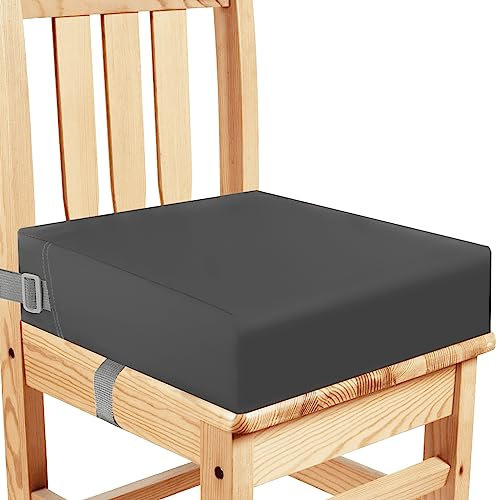 Sitzerhöhung Stuhl, Waschbar Zerlegbar Tragbare Sitzerhöhung Kleinkinder Esszimmerstuhl ErhöHen Pad Esszimmer Boostersitze mit 2 Sicherheitsschnalle Gurte Kindersitzkissen… (Dunkler)