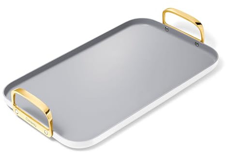 Caraway Double Burner Griddle - 19x12” Griddle Pan - Non-Stick Ceramic Coated - Non Toxic, PTFE & PFOA Free - Oven Safe & Compatible with All Stovetops - White