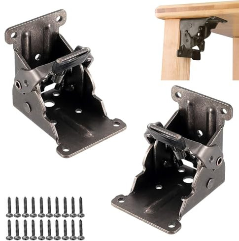 Klappscharnier 2 Stück Tischbeine Klappbar Verriegelung Tischbeine Stützhalterung Klappkonsole Schaniere Schrank 90 Grad Klappbar für Tisch Bett Aufschraubscharnier Schrankscharnier Schwarz