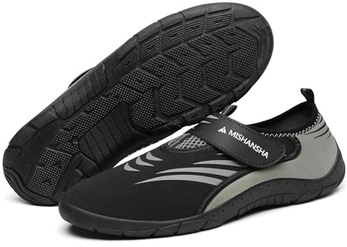 Mishansha Escarpines Hombre Zapatos de Agua Mujer Secado Rápido Zapatillas Agua Ligeras Escarpines Agua Respirable Calzado para Playa Vela Surf Nadar Gris Platino,Gr.42