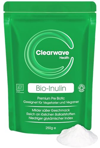 Polvere di inulina organica, 250 g, fibra prebiotica di alta qualità, frutto-oligo saccaride (FOS), certificata dalla Soil Association