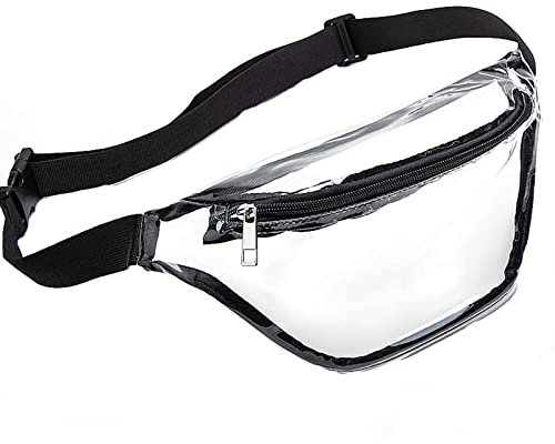 Sac banane étanche pour guitare - Sac banane transparent pour femme - Petit sac banane transparent - Joli sac banane avec sangle réglable - Sacs pour chiens de petite taille, Noir , Taille unique, Sac