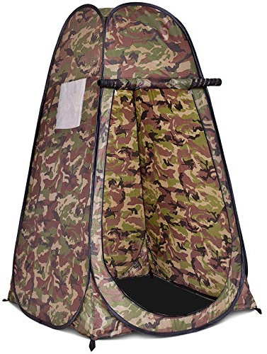 GYMAX Tente à Langer 1 Personne 120x120x190CM, Tente Pop Up, Toilette Portable avec Fenêtre, Sac de Rangemnt, Fermetures Éclair, Cadre en Acier, pour Extérieur, Camping, Randonnée, Pêche (Camouflage)