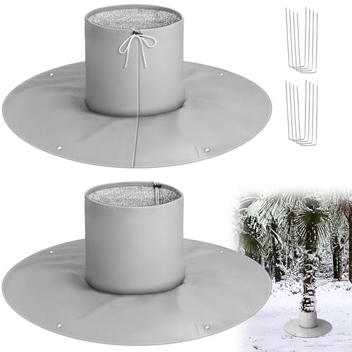 Adnee 2 protectores de raíz de palmera, 3 capas de protectores de congelación de raíces de árbol con clavos de tierra, cubiertas de invierno para protección de raíces de plantas al aire libre