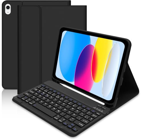 Lielax Funda con Teclado para iPad 10ª generación 2022/ (A16) 11ª generación 2025, Funda iPad 10 Generación con Teclado, Bluetooth Magnético Desmontable para 10.ª Gen 2022, Negro