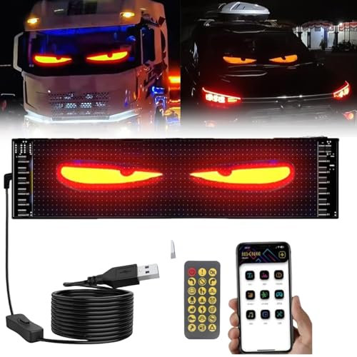 Devil Eyes Light For Cars, Programmable Flexible Car Window Screen LED Eyes Panel Display, Animated Glowing Car Eye Light For Windshield