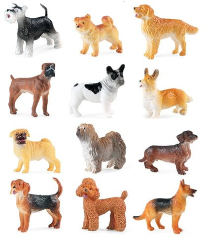 Osuter Figuras de Animales Realista Figuras Animales Decoracion Juguetes Estatuilla para Amantes de los Decoración del Casa (Cachorros)