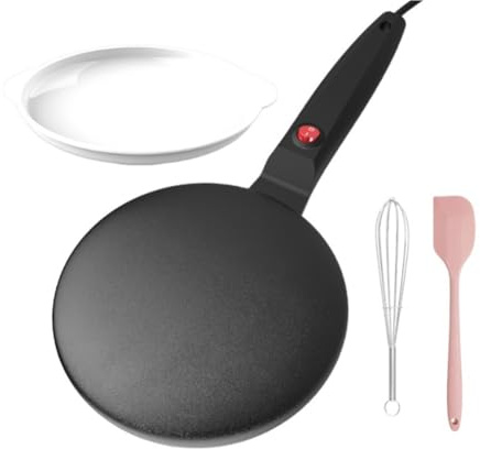 ISKDJBJG Nonstick-Beläggning Elektrisk Pannkakspanna 600W Handhållen Pannkaksmaskin Elektrisk Rund Stekplatta för Pannkakor EU-