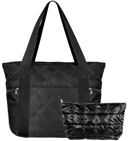JABNOW Bolso Tote Bag para Mujer, 15,7 Pulgadas Bolso Acolchado Grande con Bolsa Pequeña, Bolso de Mano con Compartimentos y Cremallera, Bolso de Viaje para Portátil, Trabajo, Compras, Universidad