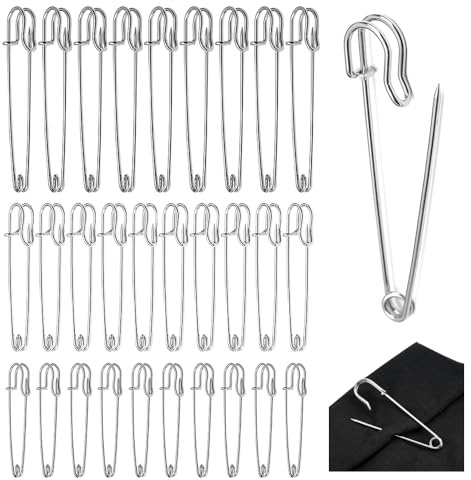 HMCEY 30 Pezzi Spilla da Balia Grande,Spille di Sicurezza,Safety Pin For Clothes,Spille da Balia per Gioielli Fai da Te,Spille Cucito Metallo per Lavori Artigianali, Decorativa (50/75/100 mm)