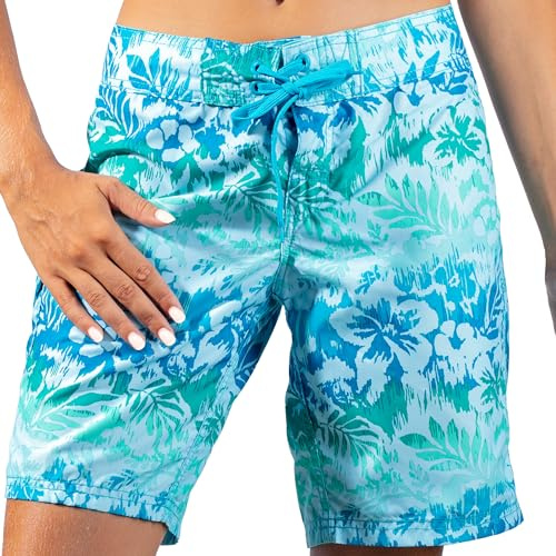 Kanu Surf Women's UPF 50+ Active Swim Board Short (Reg & Plus Sizes), Oceanside Aqua/Blue, 10