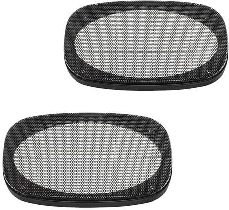 tomzz Audio 2800-005 Rejilla de Altavoz para Altavoces de 4 x 6 Pulgadas Anillo de plástico Negro de 2 Piezas con Juego de Rejillas metálicas