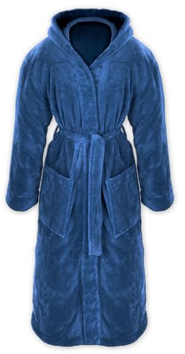 Gräfenstayn Gosig fleece-badrock för kvinnor och män, storlek S–XXXL med Öko-Tex Standard 100 flanellfleece, blå, S