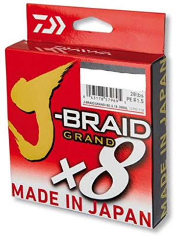 Daiwa J-Braid Grand 8-Braid, 135 Meter, Gris Clair, Fil de Pêche Tressé