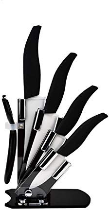 B-black® Ceppo COLTELLI in Pura Ceramica Alta QUALITA' 6 Pezzi (Nero)