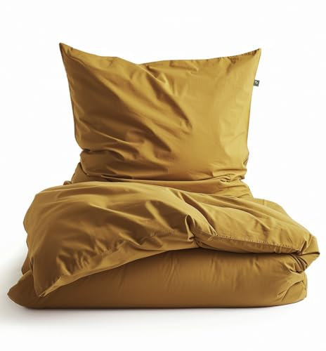 SALAD HOUSE Mako-Satin Bettwäsche Set 135x200 I 100% Ägyptische Baumwolle 400 TC I Luxuriös, Kühlend, Seidig Glatt, Gekämmt, Gelb I Oeko-TEX Standard 100, Anti-Pilling, Langlebig